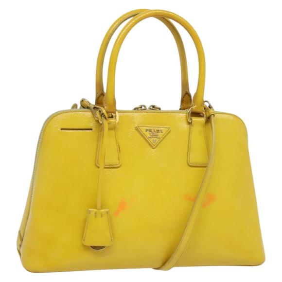 PRADA Hand Bag Safiano leather 2way Yellow Gold Auth PP910 - Picture 1 of 16